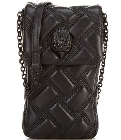 From Kurt Geiger London&#x2C; this phone crossbody bag features:Leather exteriorPolyester liningFlap with snap closureCard slots Black drenched hardwareSingle strapApprox. 3.94'' x 7.09'' x 0.79'' bag; 22.05'' strap dropImported. Leather Wallet On Chain For Travel, Luxury Black Phone Bag With Detachable Strap, Black Leather Wallet On Chain With Detachable Strap, Evening Leather Phone Bag With Detachable Strap, Evening Leather Shoulder Phone Bag, Leather Shoulder Phone Bag For Evening, Leather Phone Bag With Detachable Strap For Evening, Leather Phone Bag For Evening, Luxury Evening Phone Bag With Adjustable Strap