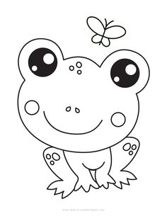 a cartoon frog with a butterfly on its back and eyes wide open, sitting in front of