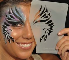 Popular stencil for girls Airbrush Tutorial, Reindeer Makeup, Fantasy Make-up, Face Painting Stencils, Airbrush Tattoo, Hd Makeup, Smink Inspiration, Face Tattoos