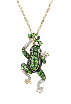 Effy Safari 14K Yellow Gold Tsavorite Frog Pendant, 1.13 TCW Green Garnet Jewelry, Black Diamond Chain, Jewelry Rings Unique, Frog Jewelry, Demantoid Garnet, Jewelry Pendants, Garnet Jewelry, Elephant Pendant, Onyx Bracelet