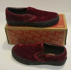 Vans Classic Slip On Velvet Oxblood Black Women's Sz 5 NEW VN0A38F7NQB . Shipped with USPS Priority Mail. Red Wine Vans, Burgundy Vans, Vans Classic Slip, Vans Classic Slip On, Vans Classic, Vans Classic Slip On Sneaker, Mary Jane Sneaker, Priority Mail, Slip On Sneaker