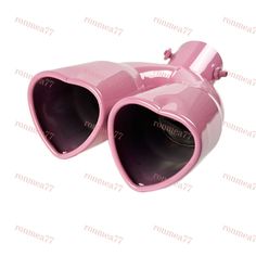 two pink heart shaped exhaust pipes on a white background