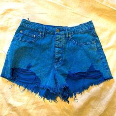 Brand New With Tags!! Super Cute!! Trendy Cutoff Jeans For Festival, Distressed Cutoff Bottoms For Festival, Cutoff Denim Jeans For Festival, Summer Ripped Washed Blue Shorts, Blue Jean Shorts With Frayed Hem, Festival Ripped Denim Bottoms, Ripped Denim Bottoms For Festival, Trendy Ripped Bottoms For Festival, Blue Grunge Bottoms For Summer