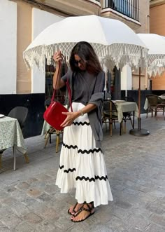 Italy Local Fashion, Summer Skirt Outfits 2024, Anthropologie Work Outfit, Neutral With Pop Of Color Outfit, Colorful Spring Maxi Dresses, Modest Summer Style, Summer 2024 Dresses, Vic Montanari, Linen Button Down Shirt Women Outfit