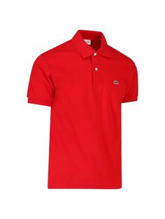 Lacoste 'L. 12. 12' Polo Shirt, red cotton, classic buttoned collar, short sleeves, front logo patch, straight hem. French Clothing Brands, René Lacoste, Crocodile Logo, Tennis Gear, French Outfit, Saint Laurent Shoes, Gorgeous Bags, Engineered Garments, Tory Burch Shoes