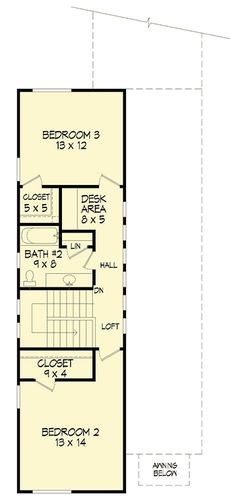 the second floor plan for a small house