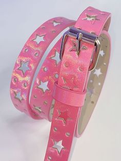 This price is for a belt only, others are not included.   	 		 			Size 			Free Size 		 		 			Full Length 			105 Glitter Belt, Silly Clothes, Star Cut Out, Accessory Ideas, Select Shop, Metallic Pink, Pink Stars, Outfit Aesthetic, Cut Out Design