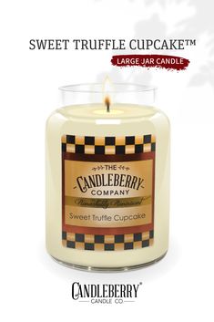 a candle that is sitting in front of a white background with the words candleberry on it