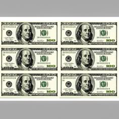 four twenty dollar bills are arranged in rows