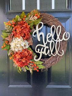 a wreath with the word hello fall on it