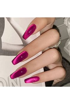 Magenta Nails, Dark Pink Nails, Uñas Ideas, Cat Eye Gel Polish, Spring Palette, Purple Nail, Her Nails, Nails Polish, Cat Eye Nails