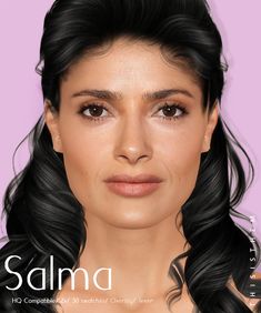 a woman with long black hair and brown eyes is shown in this digital rendering image