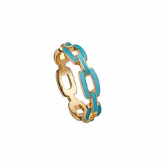 A vibrant update to our best-selling chain link ring, this enameled version enlivens your hands by adding a splash of color. Also available in various shiny metals or dotted in diamonds. Looks perfect alone, layered with other rings and adds extra glam with a colorful mani. - Gold vermeil, sterling silver, or 14K yellow gold with colorful enamel option- Available in ring sizes 5-9- Slip on ring Chain Link Ring, Link Ring, Linking Rings, Solid Gold Chains, Enamel Ring, Enamel Jewelry, Shell Necklaces, Acrylic Earrings, Chain Ring