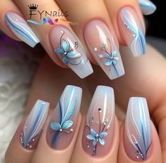 Acrylic Nail Designs Classy, Elegant Touch Nails, Fancy Nail Art, Fancy Nails Designs, Beauty Nails Design, Stylish Nails Designs, Nail Design Ideas, Wedding Nails Design