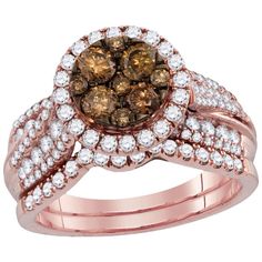 a brown and white diamond ring set