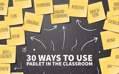 post it notes with the words 30 ways to use padelt in the classroom