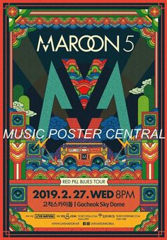 the poster for maroon 5's upcoming concert, with an image of a bird on it