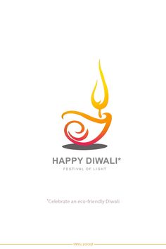 happy diwali festival of light logo design with colorful swirls on white background