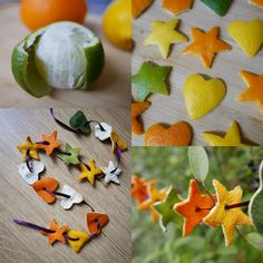 oranges, lemons and other fruits are arranged on the table to look like stars