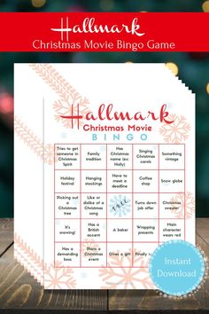 a christmas movie bingo game on a table