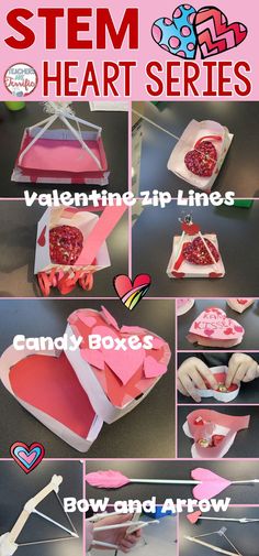 the instructions for how to make a heart - shaped valentine's day card box