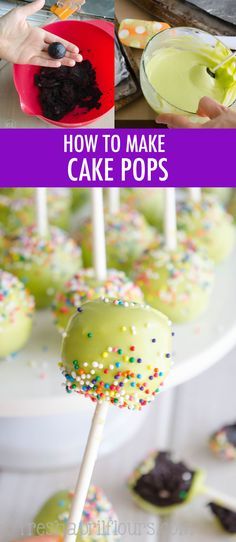 how to make cake pops with chocolate and sprinkles on the top, then dipped in green