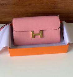 HM Constance Togo Long Wallet 21cm/8.3in Gold Toned Hardware For Women Pink Party Clutch, Hermes Constance, Women Pink, Hermes Bags, Evening Clutch Bag, Wallet Fashion, Color Dorado, Hermes Bag, Color Rosa