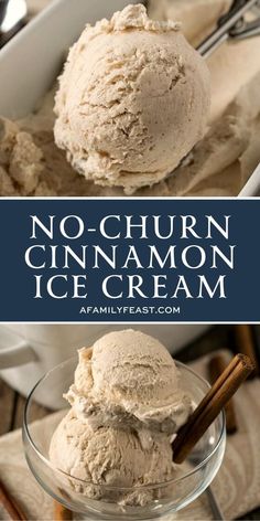 no churn cinnamon ice cream in a glass bowl