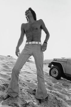 A Male Model On A Beach Photograph by Mark Patiky Fashion Photography Men, Beach Fashion Photography, Beach Editorial, Photography Men, 70s Photos, Beach Art Print, Male Models Poses, 70s Inspired Fashion