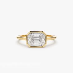 14k East West Illusion Setting Emerald Pie Cut Diamond Ring – FERKOS FJ Pie Cut Diamond Ring, Illusion Setting Engagement Ring, Geometric Diamond Ring, Vintage Inspired Engagement Rings, Stackable Rings Wedding, Gold Sapphire Ring, Gold Gemstone Ring, Engagement Ring Diamond Cut, Dream Engagement