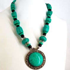 These Are Stunning Necklaces! They Have Large Faux Turquoise Cabochon Pendants With Etched Silver Tone Metalwork. The Pendant Measures 2.5 X 2.25"; The Necklace Is 24" Long. This Is Nos (New Old Store Stock) Never Worn, Never Used. They Are In Perfect Condition Except For Some Minor Marks On The Backs Of The Pendants. Cabochon Pendants, Southwestern Necklace, Cabochon Pendant, Blue And Silver, Metal Working, Womens Jewelry Necklace, Silver Tone, Jewelry Necklaces, Necklaces