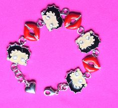 Vintage Betty Boop bracelet, enamel Retro Enamel Bracelet For Gift, Retro Enamel Bracelets For Gift, Retro Enamel Bracelets For Gifts, Retro Collectible Enamel Jewelry, Betty Boop Earrings, Betty Boop Bracelet, Evelyn Core, Betty Boop Car Decor, Betty Boop Things