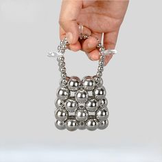 Mini Silver Beads Shoulder Bag Bead Bag, Mini Diy, Mini Handbag, Beaded Handbag, Mini Handbags, Beaded Bags, Oils For Skin, Polish Jewelry, Style Chic