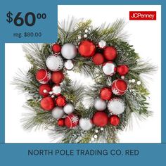 the north pole trading co christmas wreath is $ 60 00 and it's on sale for