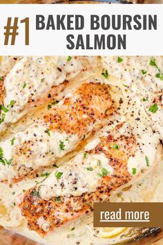 Delicious salmon baked with creamy Boursin cheese. A quick and tasty dinner idea! Baked Boursin, Boursin Cheese Recipes, Boursin Recipes, Oven Salmon, Salmon Baked, Oven Baked Salmon, Fish Dinner Recipes, Boursin Cheese