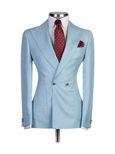 Sky Blue Suit, Double Breasted Tuxedo, Modern Suits, Loose Jacket, Suits Prom, Girls Dress Shop, Prom Suits, Men’s Suits, Formal Business