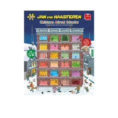 the front cover of an illustrated children's book, jan van hastern christmas around town