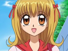 an anime character with blonde hair and big eyes