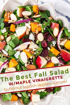 the best fall salad with maple vinaigrette butternut squash apples and more