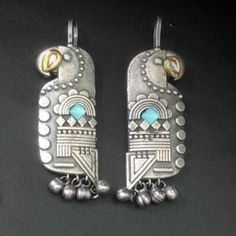 Designer Silver Oxidized Earrings /Indian Tribal Earrings / Greek Theme Earrings/ Vintage Ethnic Earrings / German Silver Earrings - Length: 2.15 Inches - Contemporary earrings with simulated stones in silver finish with Kundan Stones. - Very Elegant and stylish, these earrings can be paired with any traditional Indian or Western Attire depending upon the occasion and the theme. - The base is pure brass (90%) and pure 92.5 silver (10%) which makes this very sturdy and of good quality. - 100% gua Unique Oxidized Drop Earrings, Unique Plug Earrings Set For Festivals, Greek Theme, Black Cat Superstition, Oxidized Earrings, Contemporary Earrings, Earrings Indian, Ethnic Earrings, German Silver