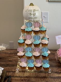 cupcakes are stacked on top of each other