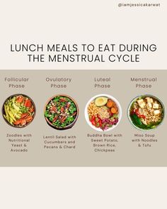 the menu for lunch meals to eat during the menstrual cycle