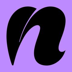 the letter n is made up of black curved shapes on a purple background with white lettering