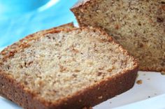 two slices of banana bread on a white plate