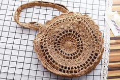 WickedAF Beige Virgo Shoulder Bag (3 Colors) Summer Crossbody Purse, Circle Handbag, Round Straw Bag, Rattan Handbags, Crochet Phone Cases, Bohemian Bag, Big Tote Bags, Women's Circle, Straw Beach Bag