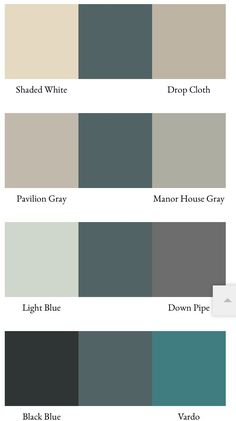 the different shades of gray and white paint in this color palette are shown on top of each