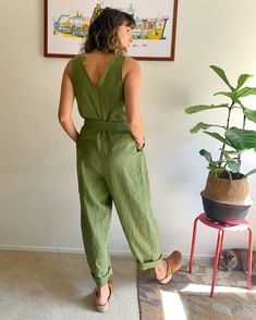 Peppermint Patterns, Peppermint Jumpsuit, Groovy Fits, Wiksten Haori, Platform Clogs Shoes, Linen Outfits, Olive Jumpsuit, Jumpsuit Pattern Sewing, What Was I Thinking