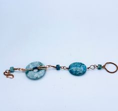 Copper and stone Bracelet, Light blue tone Adjustable Blue Crystal Bracelet With Stones, Rhinestone Ring, Blue Gems, Pretty Bracelets, Silver Spring, Vintage Copper, Rhinestone Earrings, Blue Tones, Blue Earrings