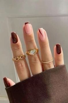 Fall Short Nail Designs, Simple Fall Nails, September Nails, November Nails, Simple Gel Nails, Cute Gel Nails, Short Nail