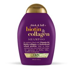 OGX Thick & Full Biotin & Collagen Shampoo, 13 FL OZ - Walmart.com Ogx Shampoo, Biotin And Collagen Shampoo, Hair Thickening Shampoo, Biotin Shampoo, Shampoo For Thinning Hair, Thickening Shampoo, Flat Hair, Volumizing Shampoo, Best Shampoos